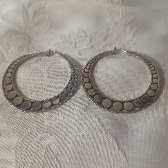 John Hardy Dot Sterling Silver Hoop Earrings - Picture 1 of 9